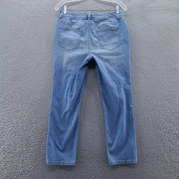 Chicos Womens So Slimming Girlfriend Destructed Crop Jeans 0 Size 4 Blue Stretch - Picture 2 of 12